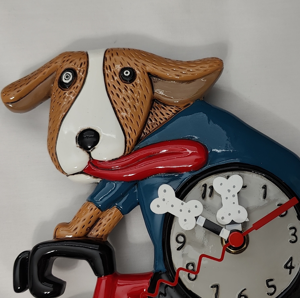Allen Designs Bicycle Dog Pendulum Wall Clock - NWT - Picture 3 of 11
